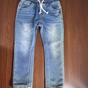 Cat & Jack Kids Skinny Enturado Jeans 3T Light Wash Distressed Elastic Waist